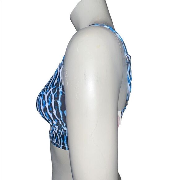 Jessica Simpson Sassy Safari Cami Bikini Top Navy Animal Print Cut Out Small NWT - Picture 4 of 8